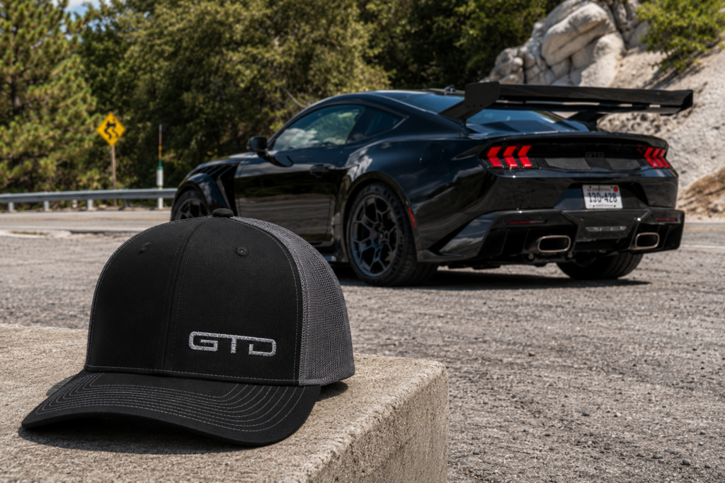 GTD Trucker Hat | Black & Charcoal Mesh Performance Car Cap | Embroidered Motorsport Hat | Track Day Gift for Car Enthusiasts